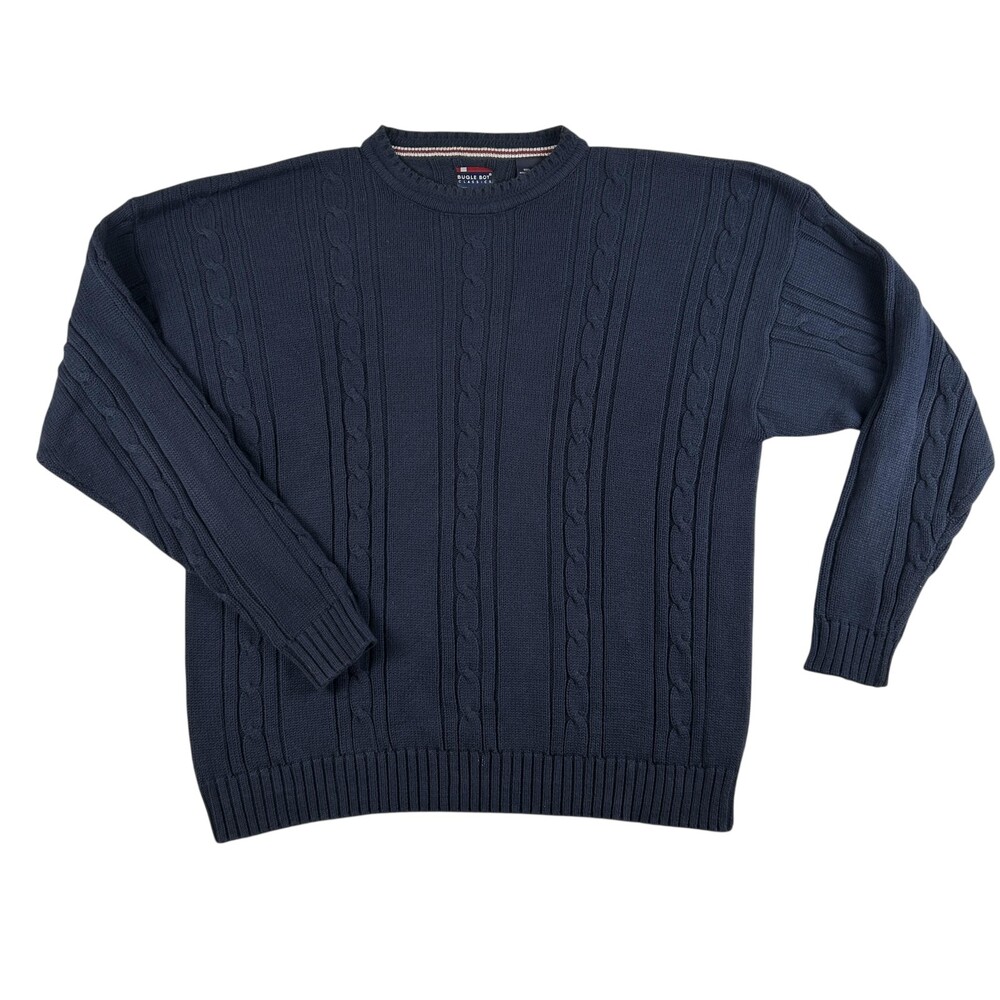 Vintage Bugle Boy Sweater Mens Large Cable Knit Pullover 90s